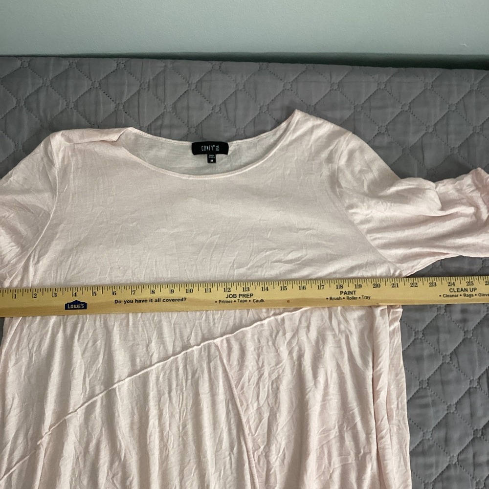 Comfy USA Light Pink Long Sleeve Asymmetrical Hem Tunic Top Womens Size Med - Picture 7 of 8